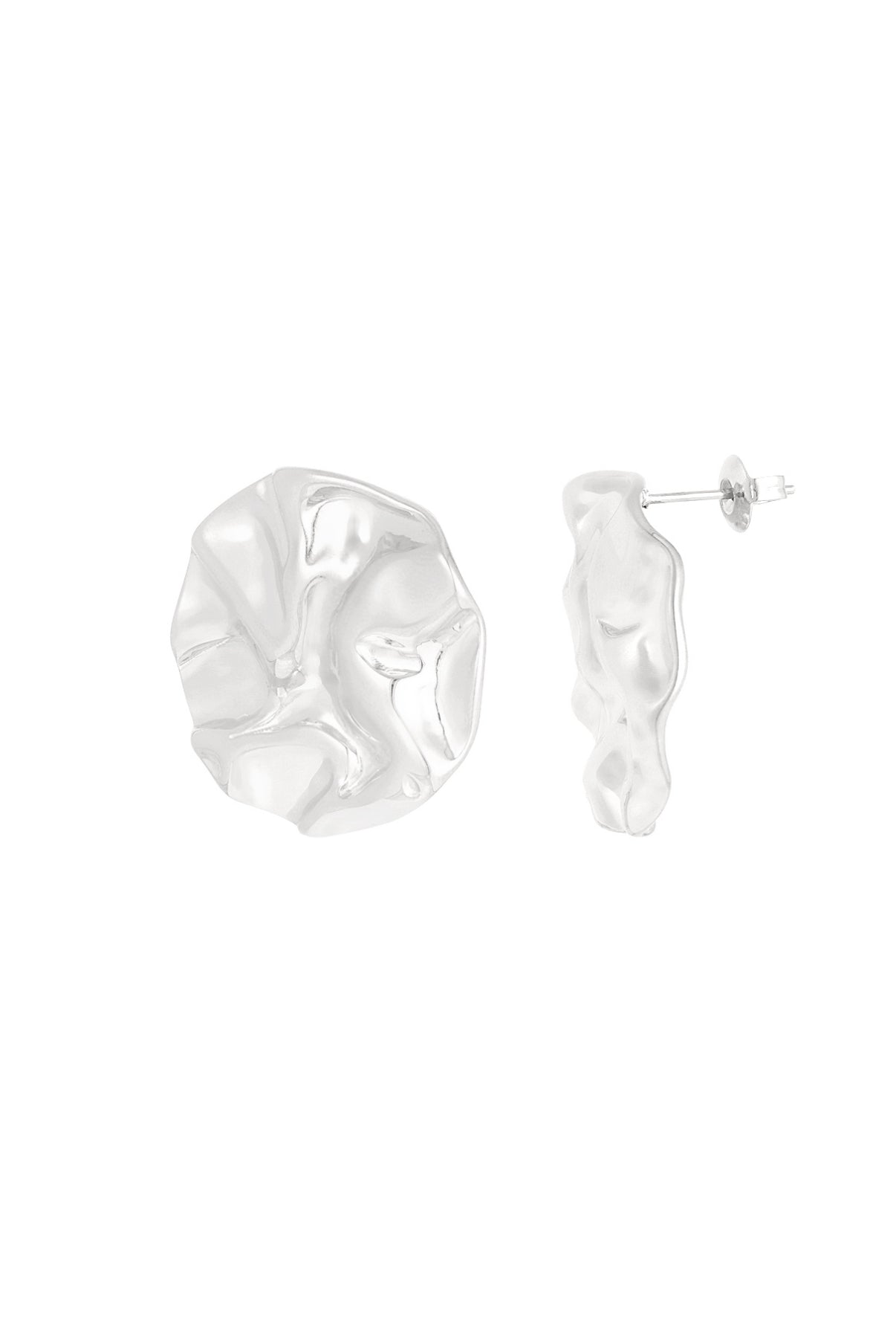 Boucles d'oreilles Ronde Asymétrique Silver